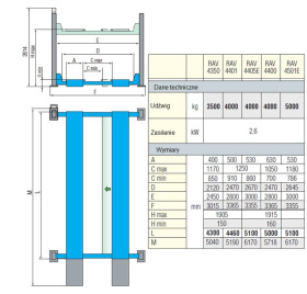 Подъемник четырехстоечный 3.5 тонны Ravaglioli RAV4350