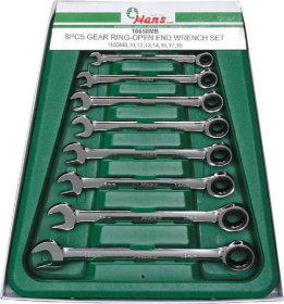 Набор трещоточных гаечных ключей Hans 16658MUB